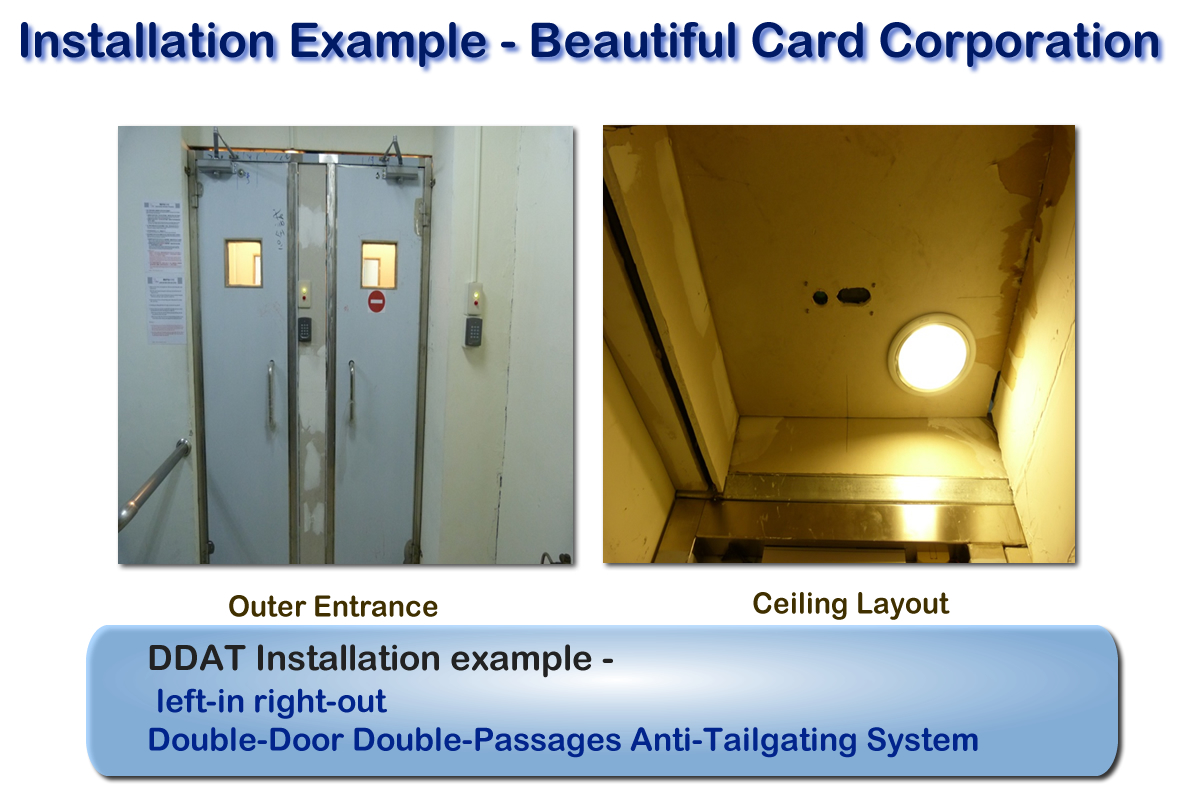 Installation Example - Beautiful Card Corporation left-in right-out Double-Door Double-Passages Anti-Tailgating System 